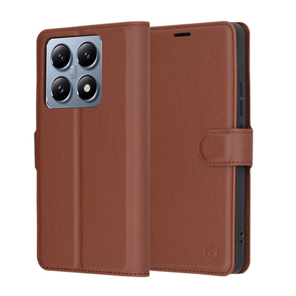 Hülle für Xiaomi 14T Pro, Techsuit, Leder-Folio, Braun