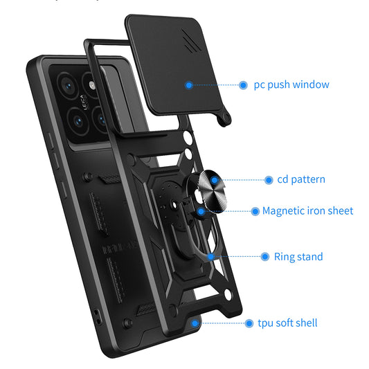 Hülle für Xiaomi 14T, Techsuit, CamShield, Schwarz