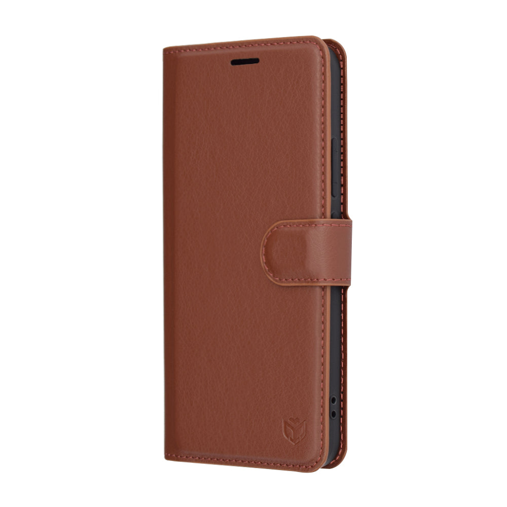 Hülle für Xiaomi 15, Techsuit, Leder-Folio, Braun