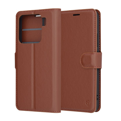 Hülle für Xiaomi 15, Techsuit, Leder-Folio, Braun