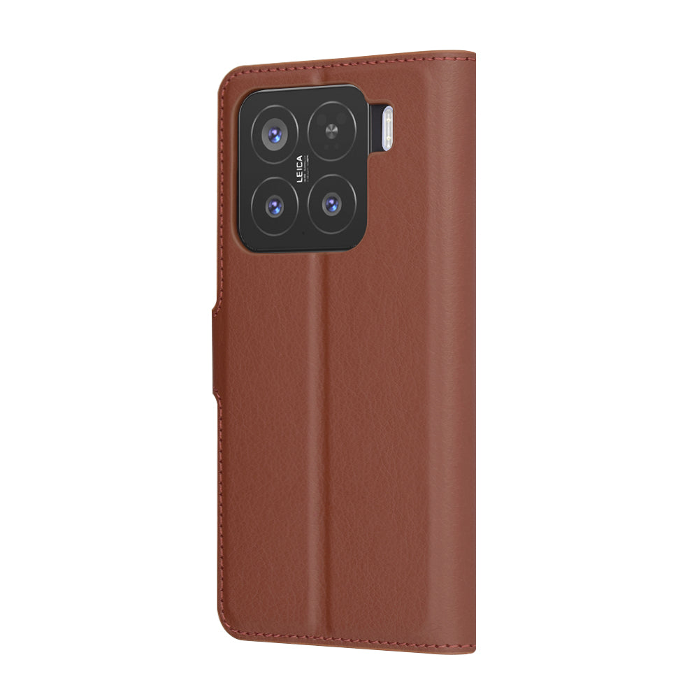 Hülle für Xiaomi 15, Techsuit, Leder-Folio, Braun