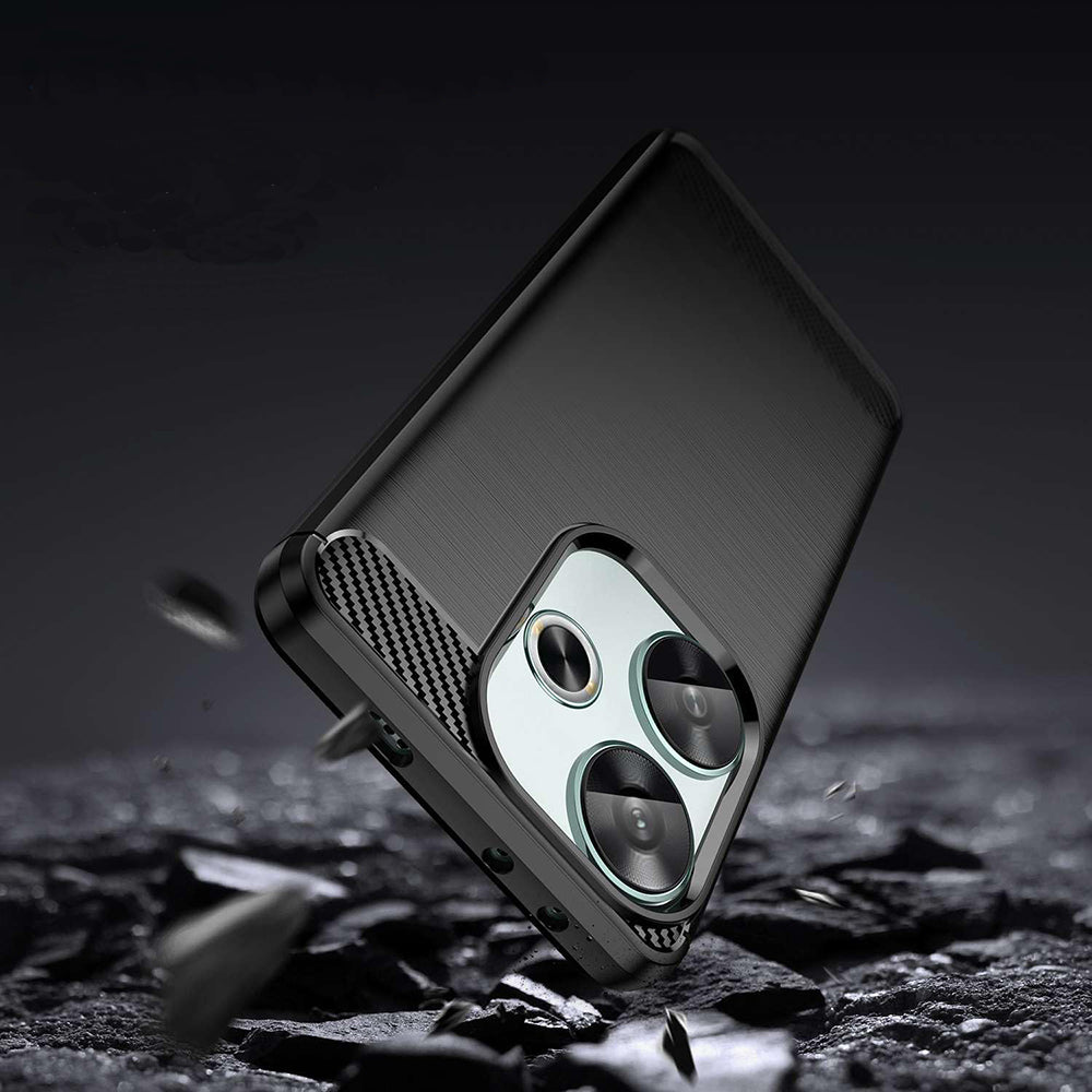 Hülle für Xiaomi Poco F6, Techsuit, Carbon, Schwarz