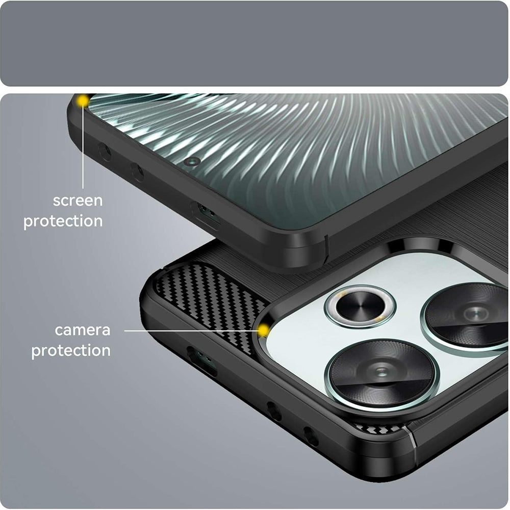 Hülle für Xiaomi Poco F6, Techsuit, Carbon, Schwarz