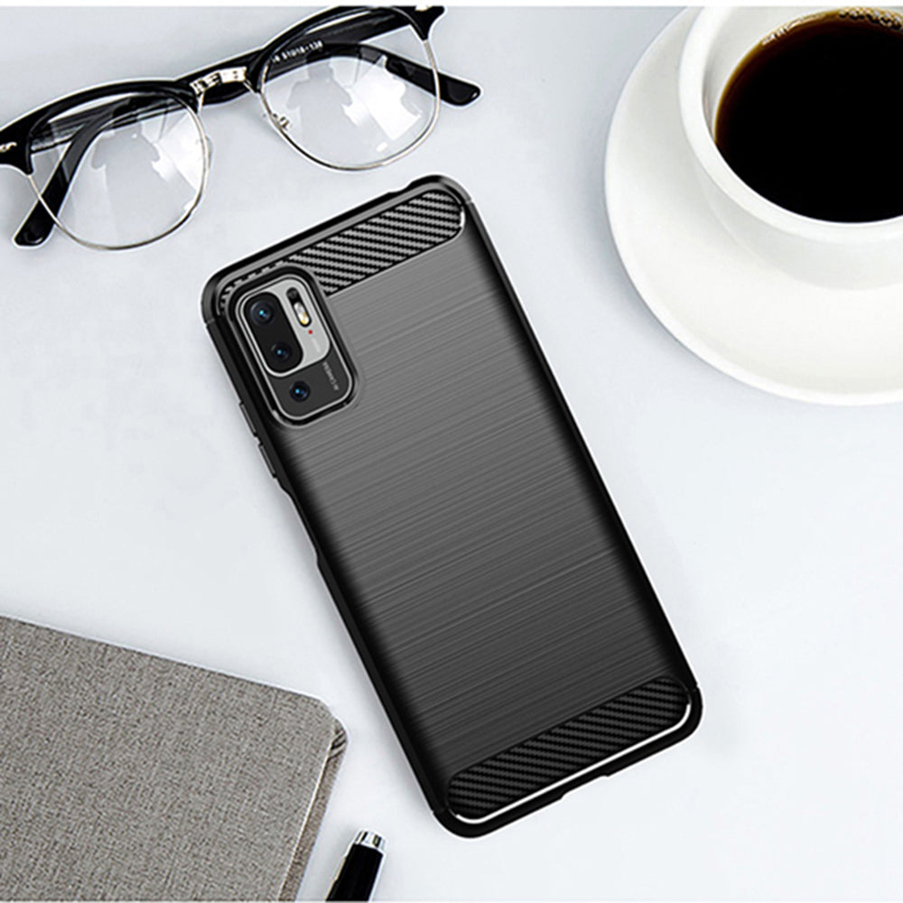 Hülle für Xiaomi Poco M3 Pro 5G / Redmi Note 10 5G, Techsuit, Carbon, Schwarz