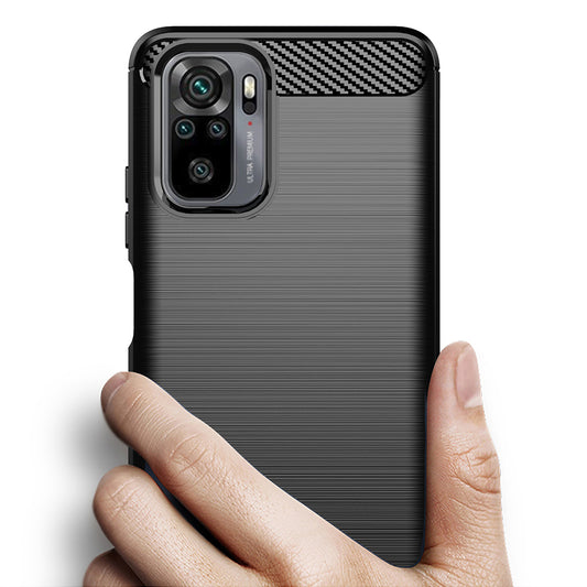 Hülle für Xiaomi Poco M5s / Redmi Note 10S / Note 10, Techsuit, Carbon, Schwarz