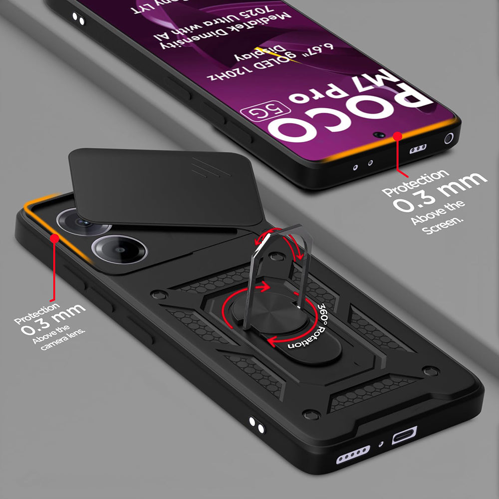 Hülle für Xiaomi Poco M7 Pro 5G, Techsuit, CamShield, Schwarz