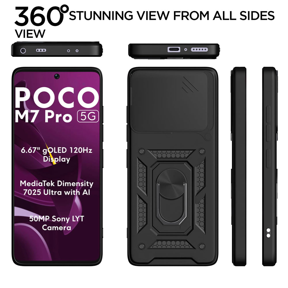 Hülle für Xiaomi Poco M7 Pro 5G, Techsuit, CamShield, Schwarz