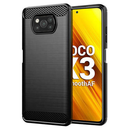 Hülle für Xiaomi Poco X3 Pro / X3 NFC / X3, Techsuit, Carbon, Schwarz