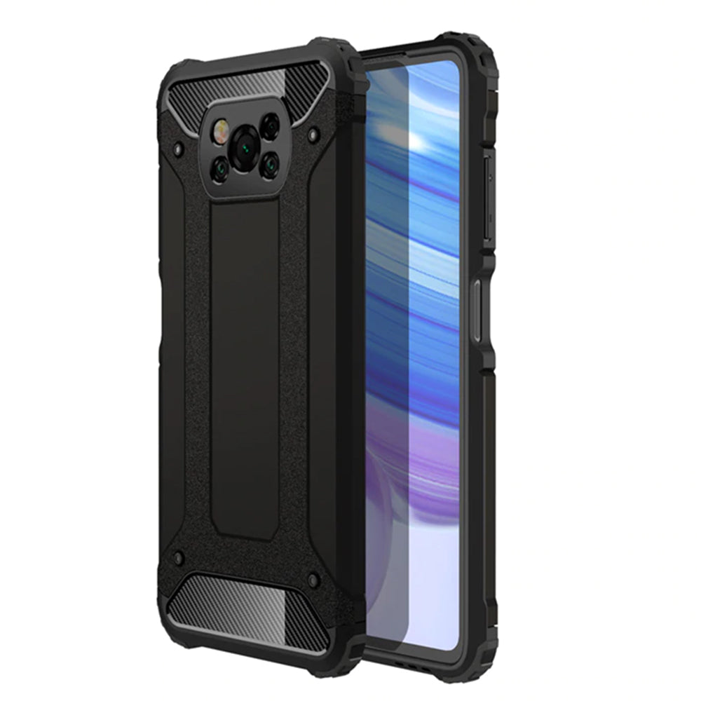 Hülle für Xiaomi Poco X3 Pro / X3 NFC / X3, Techsuit, Hybrid Armor, Schwarz