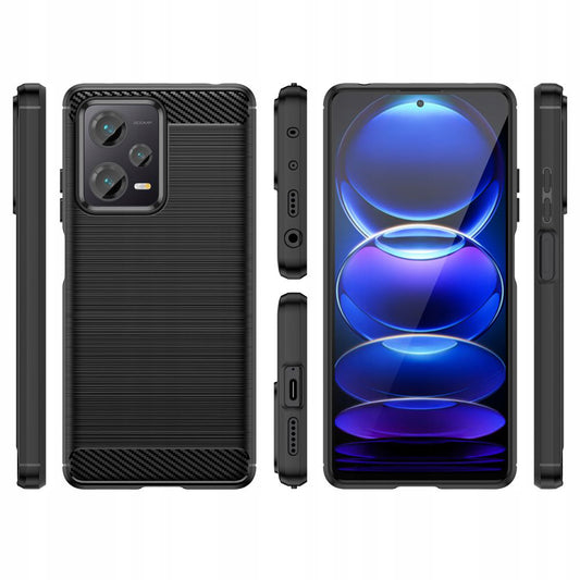 Hülle für Xiaomi Poco X5 / Note 12 5G, Techsuit, Carbon, Schwarz