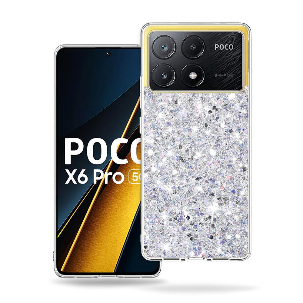 Case for Xiaomi Poco X6 Pro, Techsuit, Sparkly Glitter, White