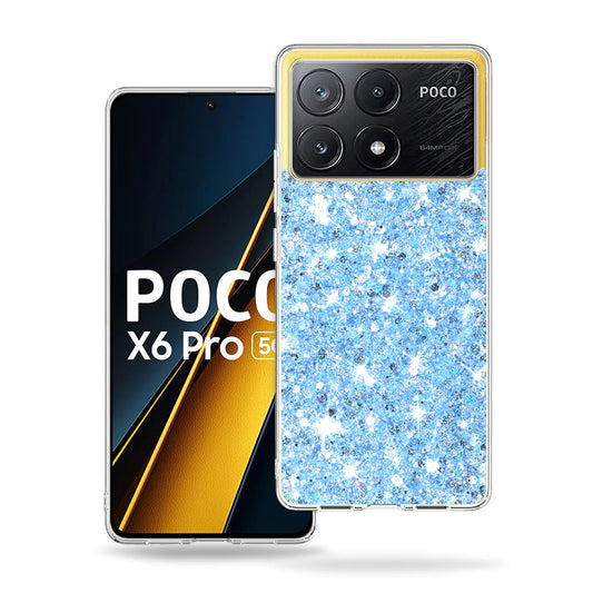 Hülle für Xiaomi Poco X6 Pro, Techsuit, Glitzerndes Funkeln, Blau