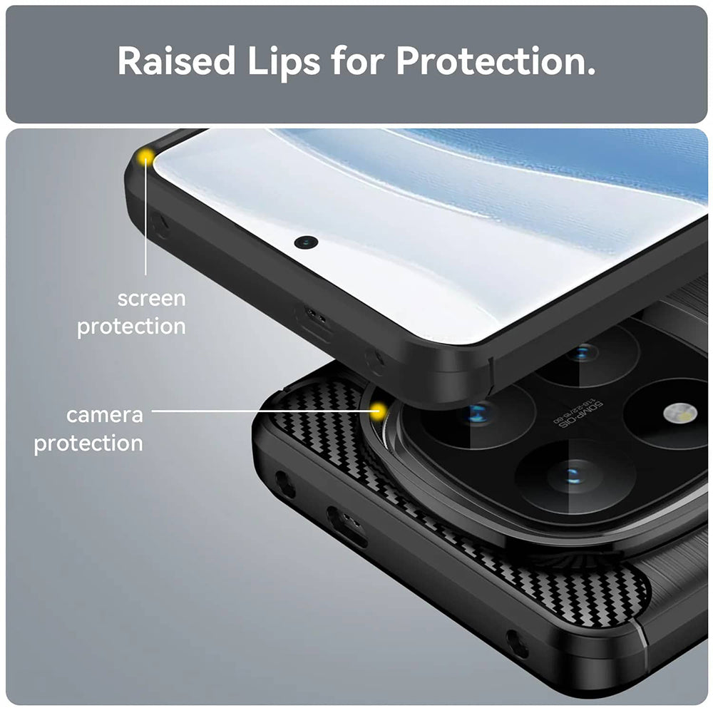 Hülle für Xiaomi Poco X7 / Note 14 Pro 5G, Techsuit, Carbon, Schwarz