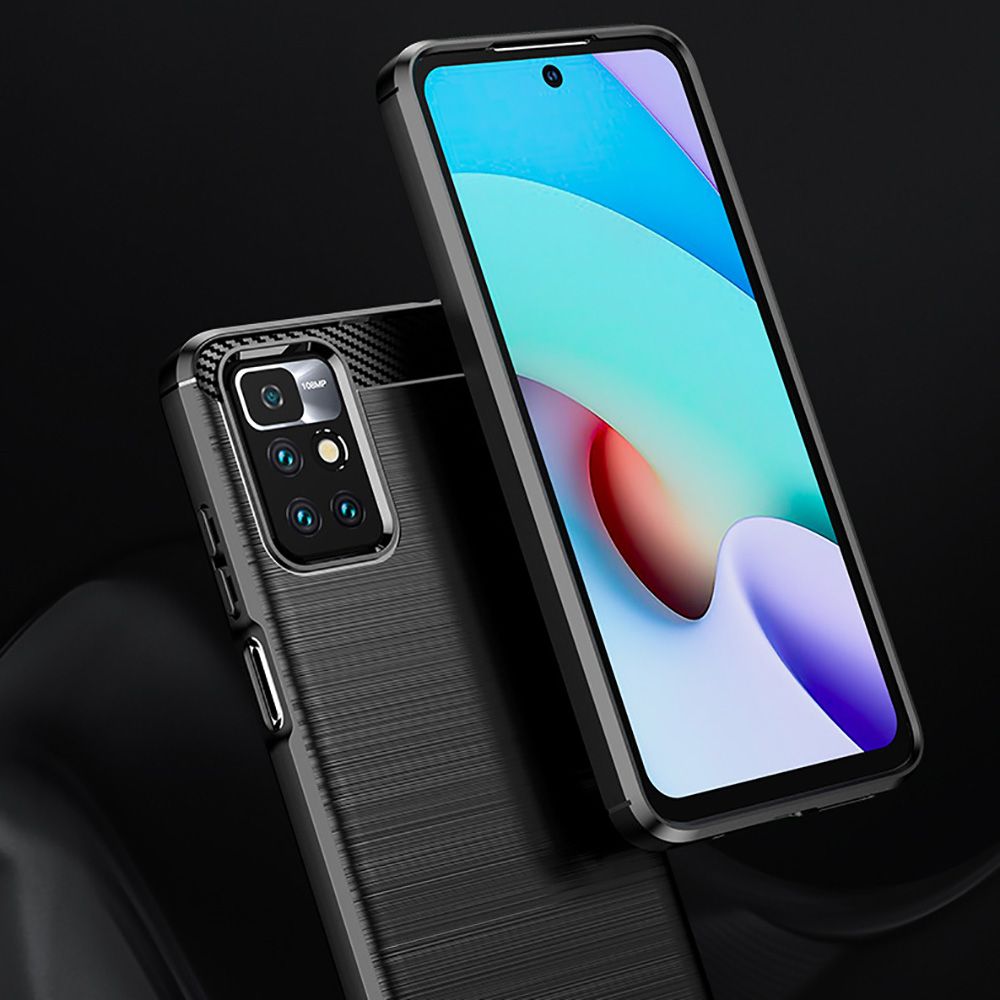 Hülle für Xiaomi Redmi 10 2022 / 10 (2021), Techsuit, Carbon, Schwarz