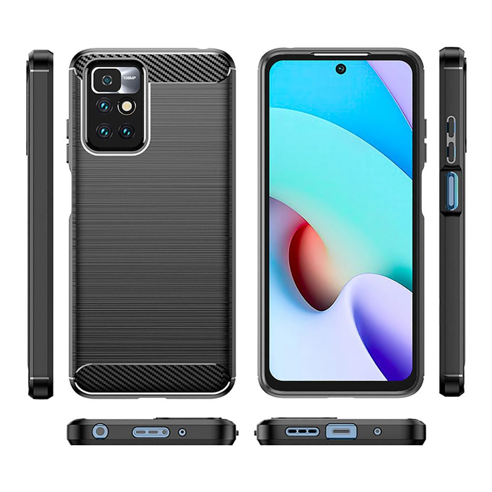 Hülle für Xiaomi Redmi 10 2022 / 10 (2021), Techsuit, Carbon, Schwarz