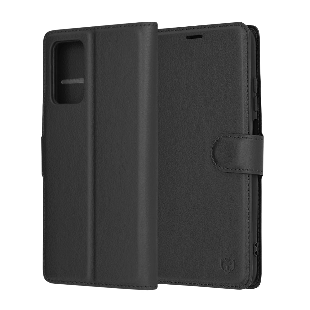 Hülle für Xiaomi Redmi 10 2022 / 10 (2021), Techsuit, Leder-Folio, Schwarz