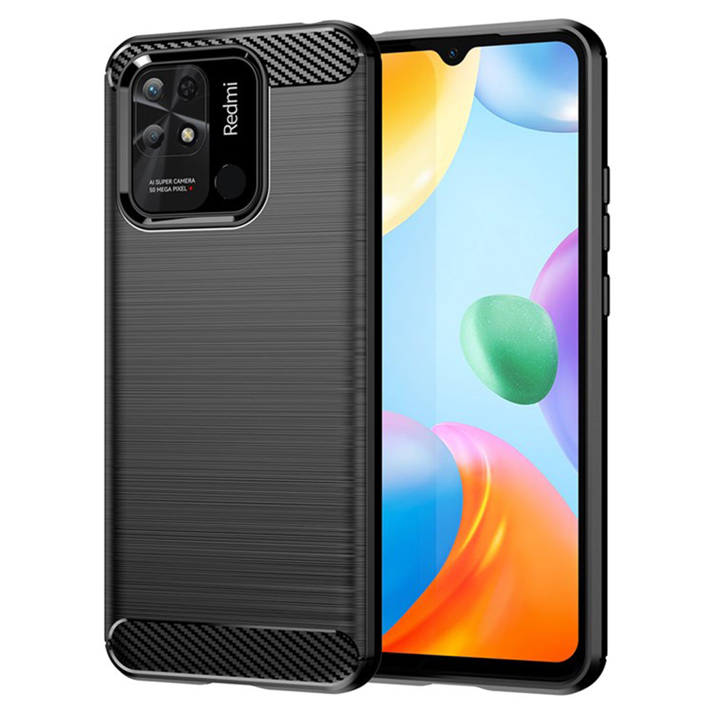 Hülle für Xiaomi Redmi 10C, Techsuit, Carbon, Schwarz