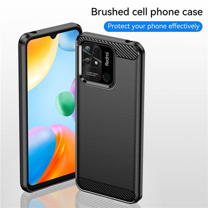 Hülle für Xiaomi Redmi 10C, Techsuit, Carbon, Schwarz