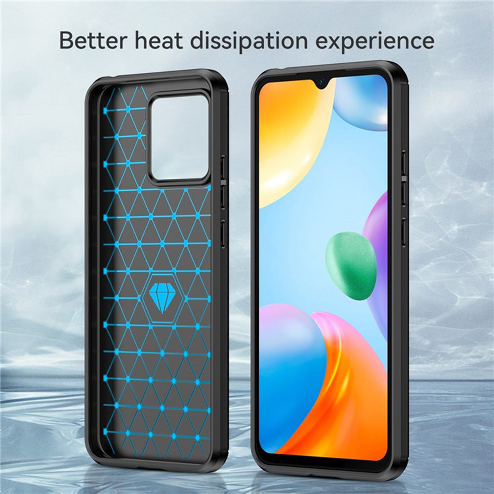 Hülle für Xiaomi Redmi 10C, Techsuit, Carbon, Schwarz