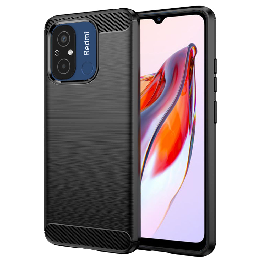 Hülle für Xiaomi Redmi 12C, Techsuit, Carbon, Schwarz