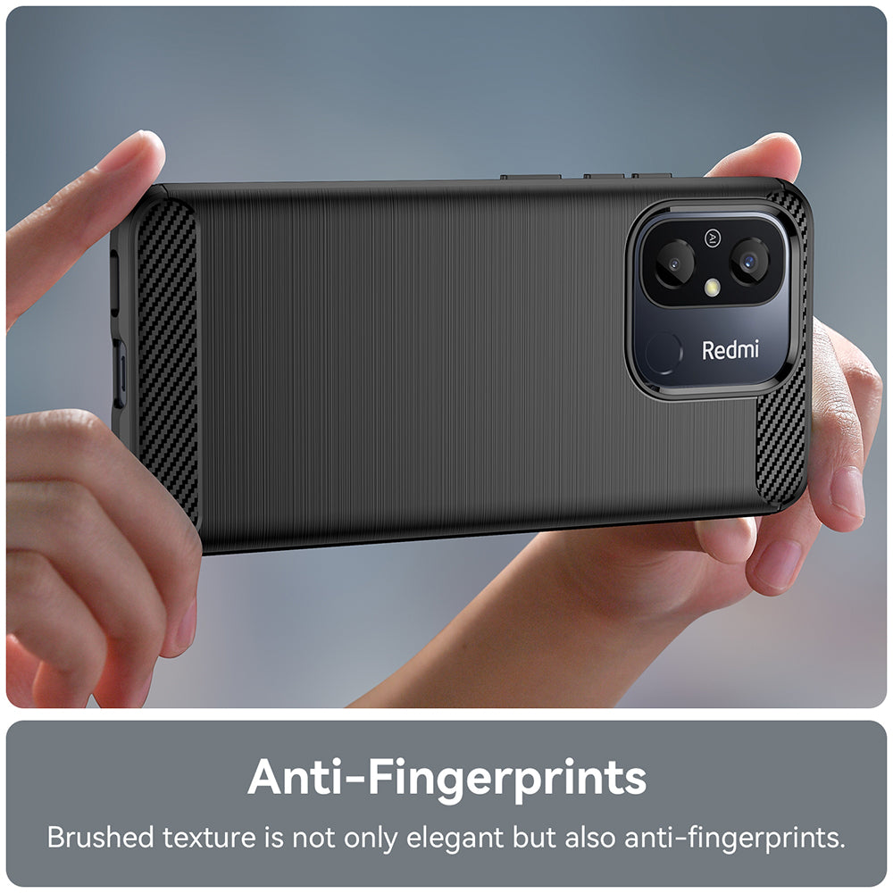 Hülle für Xiaomi Redmi 12C, Techsuit, Carbon, Schwarz