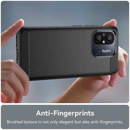 Hülle für Xiaomi Redmi 12C, Techsuit, Carbon, Schwarz