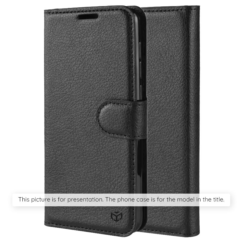 Hülle für Xiaomi Redmi 15 5G / 15 4G, Techsuit, Leder-Folio, Schwarz