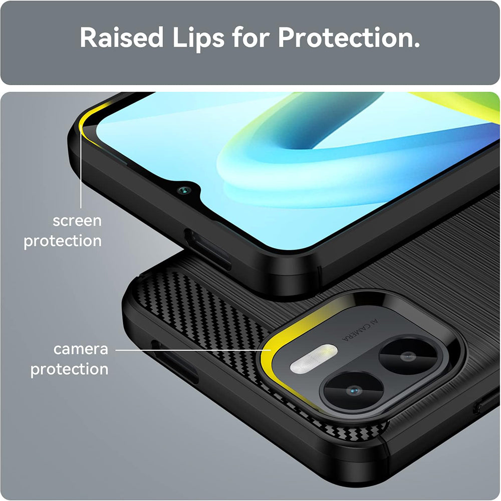 Hülle für Xiaomi Redmi A2+ / A1+, Techsuit, Carbon, Schwarz