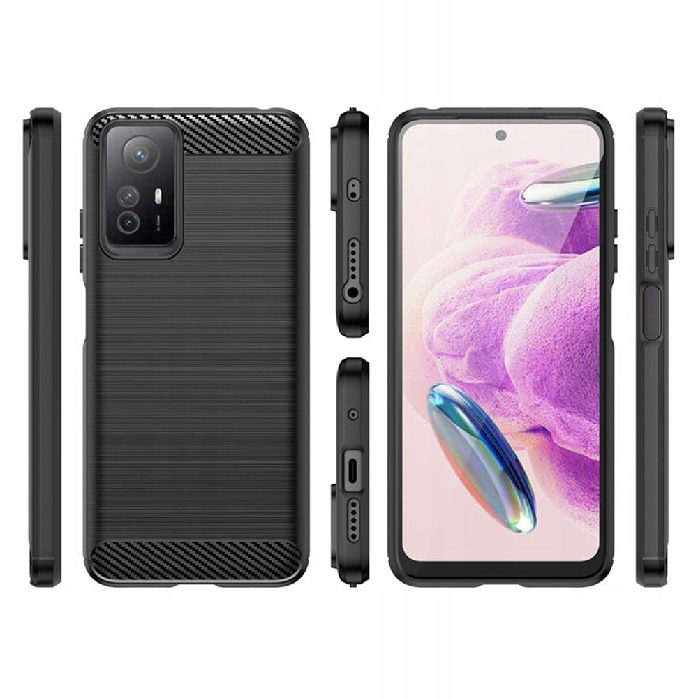 Hülle für Xiaomi Redmi Note 12S, Techsuit, Carbon, Schwarz