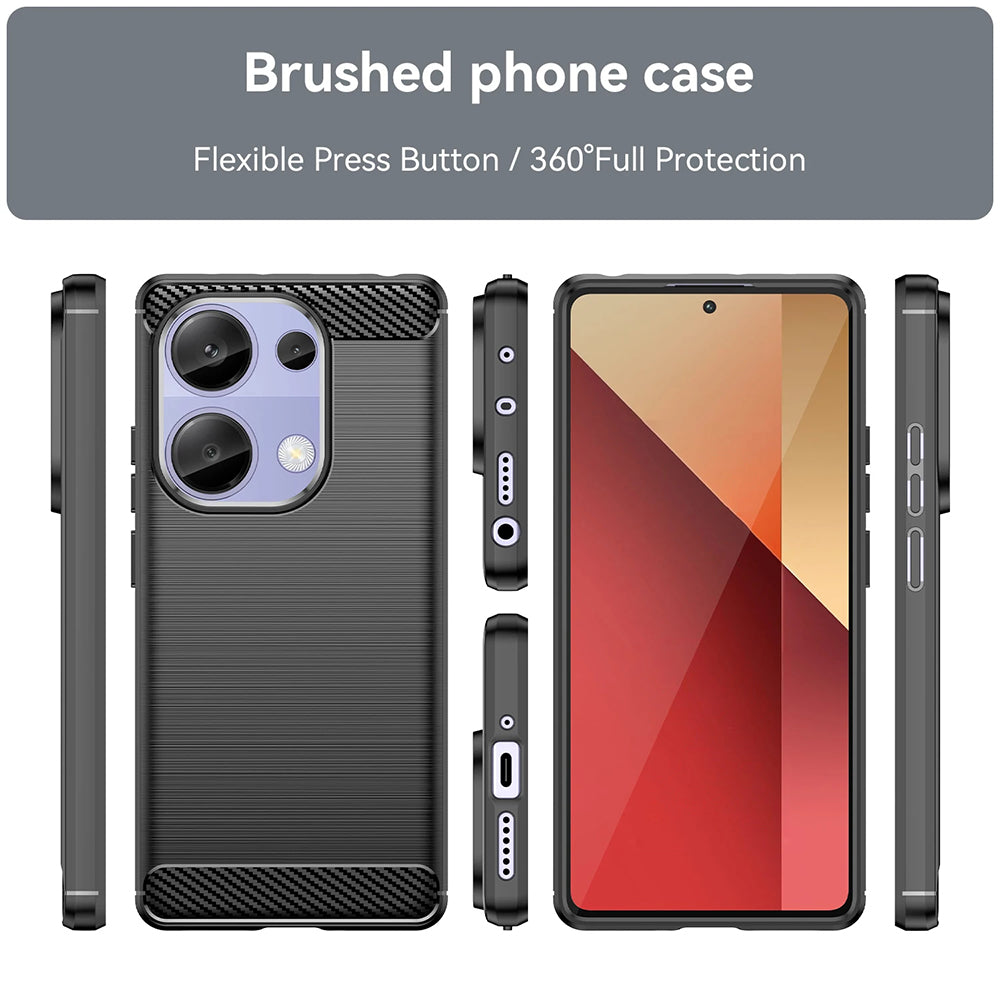 Hülle für Xiaomi Redmi Note 13 Pro 4G / Poco M6 Pro 4G, Techsuit, Carbon, Blau