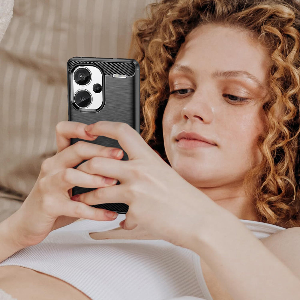 Hülle für Xiaomi Redmi Note 13 Pro+, Techsuit, Carbon, Schwarz