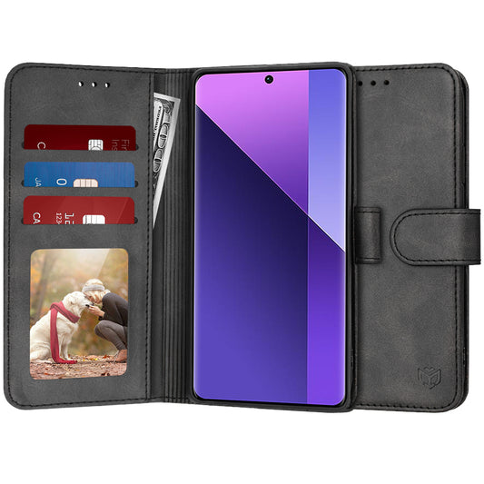 Hülle für Xiaomi Redmi Note 13 Pro+, Techsuit, Diary Book, Schwarz