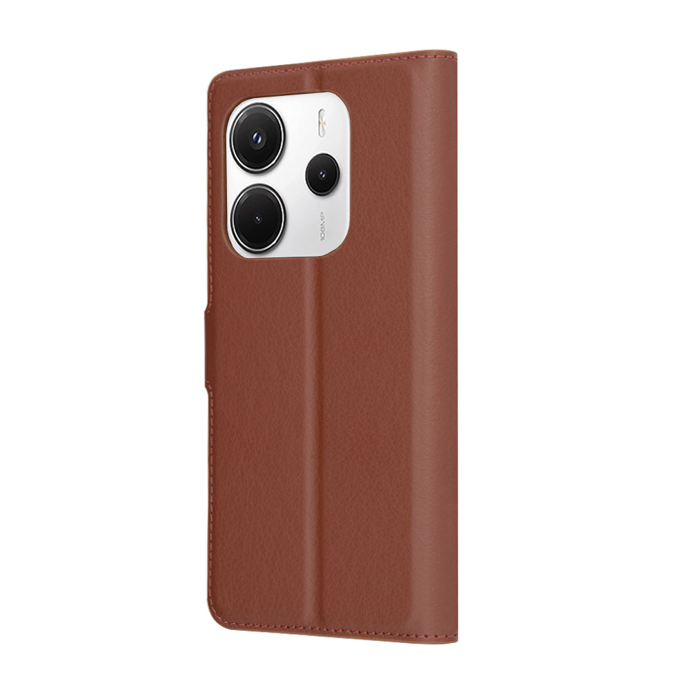 Hülle für Xiaomi Redmi Note 14 4G (Regional), Techsuit, Leder-Folio, Braun
