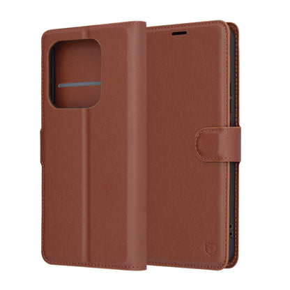 Hülle für Xiaomi Redmi Note 14 4G (Regional), Techsuit, Leder-Folio, Braun