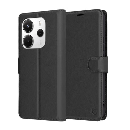 Hülle für Xiaomi Redmi Note 14 4G (Regional), Techsuit, Leder-Folio, Schwarz