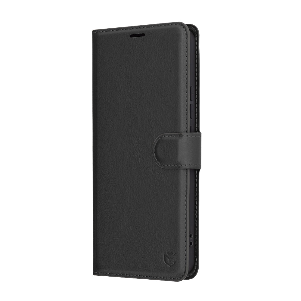 Hülle für Xiaomi Redmi Note 14 4G (Regional), Techsuit, Leder-Folio, Schwarz