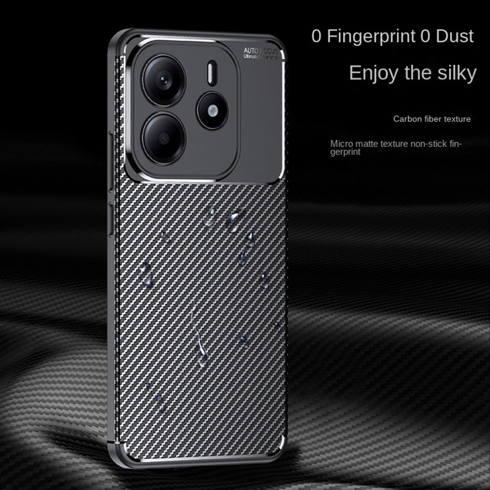 Hülle für Xiaomi Redmi Note 14 5G, Techsuit, CarbonFiber, Schwarz