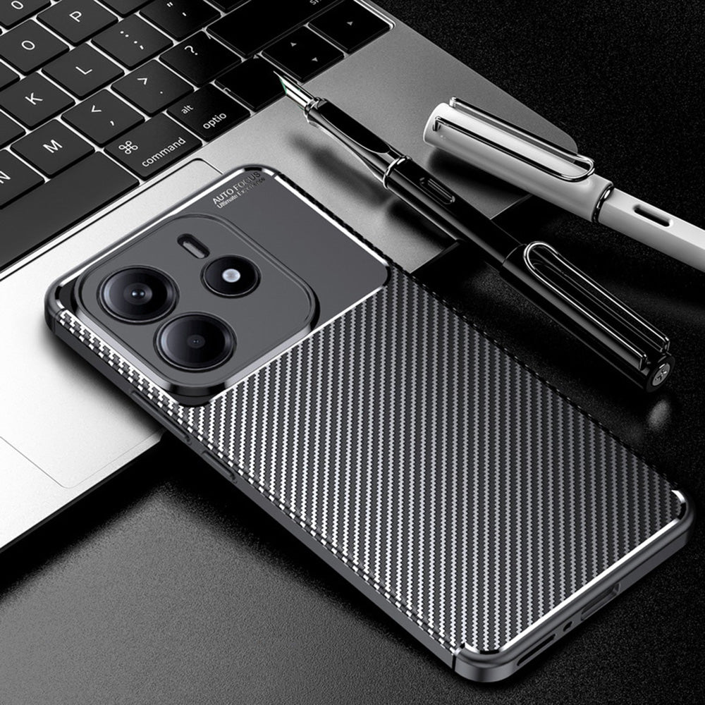 Hülle für Xiaomi Redmi Note 14 5G, Techsuit, CarbonFiber, Schwarz
