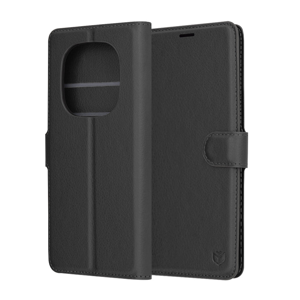 Hülle für Xiaomi Redmi Note 14 Pro 4G, Techsuit, Leder-Folio, Schwarz
