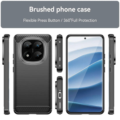 Hülle für Xiaomi Redmi Note 14 Pro+ 5G, Techsuit, Carbon, Schwarz