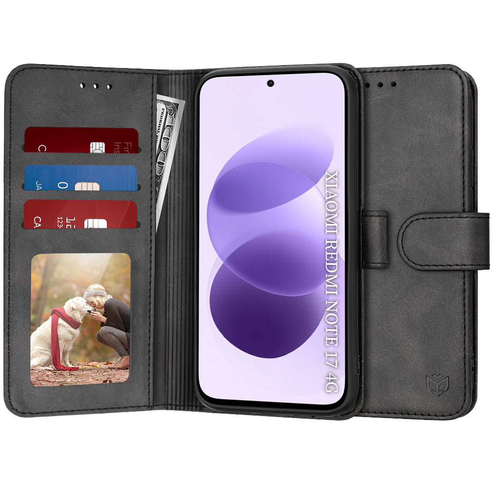 Hülle für Xiaomi Redmi Note 17 4G / Note 17 5G, Techsuit, Diary Book, Schwarz