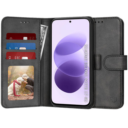 Hülle für Xiaomi Redmi Note 17 4G / Note 17 5G, Techsuit, Diary Book, Schwarz