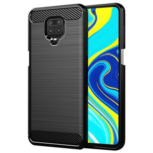 Hülle für Xiaomi Redmi Note 9S / Note 9 Pro / Note 9 Pro Max, Techsuit, Carbon, Schwarz
