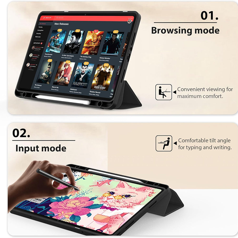 Case for Xiaomi Redmi Pad SE 8.7, Techsuit, Flex Trifold, Black