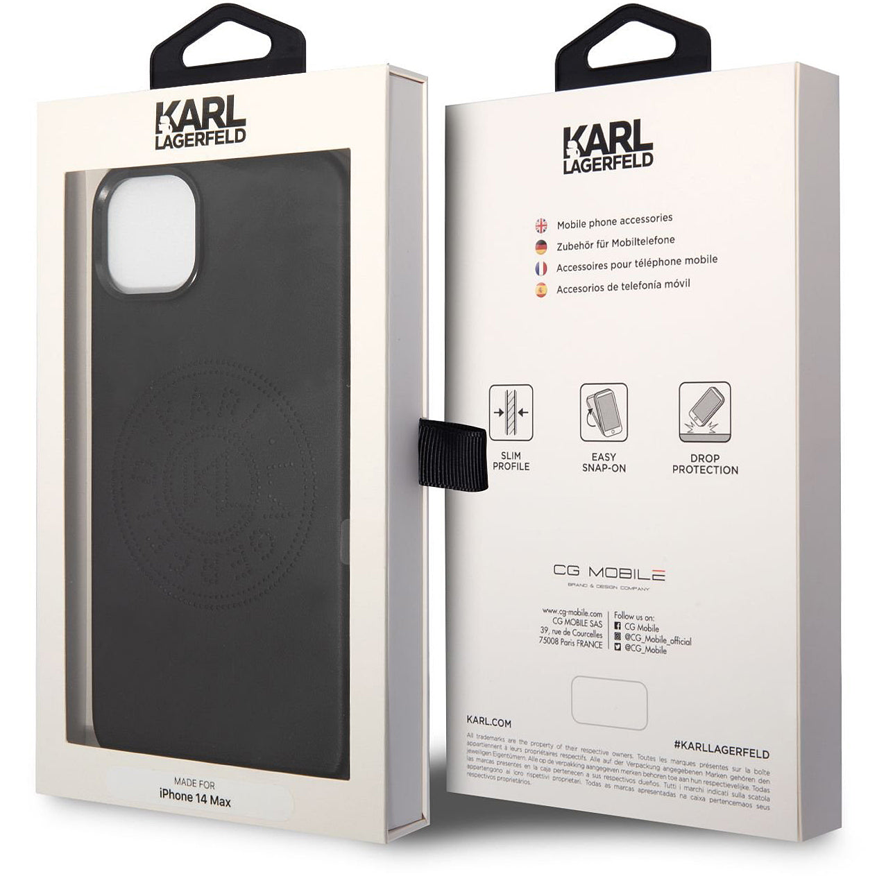 Hülle für Apple iPhone 14 Plus, Karl Lagerfeld, Perforated Logo, Schwarz