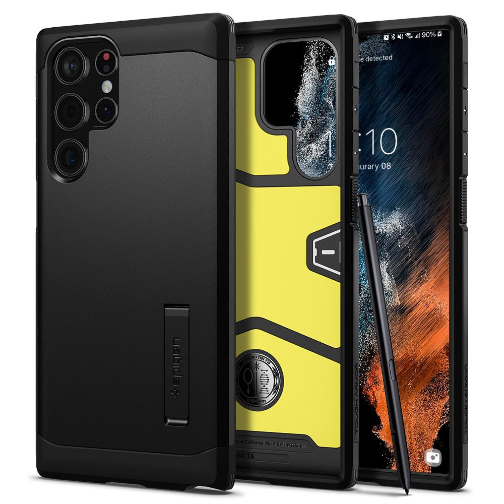 Hülle für Samsung Galaxy S22 Ultra 5G S908, Spigen, Tough Armor, Schwarz ACS03923