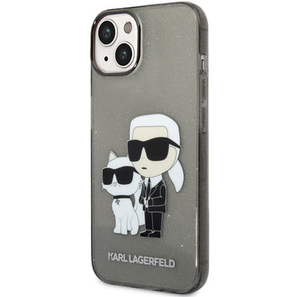 Hülle für Apple iPhone 14 Plus, Karl Lagerfeld, IML Glitter Karl and Choupette NFT, Schwarz