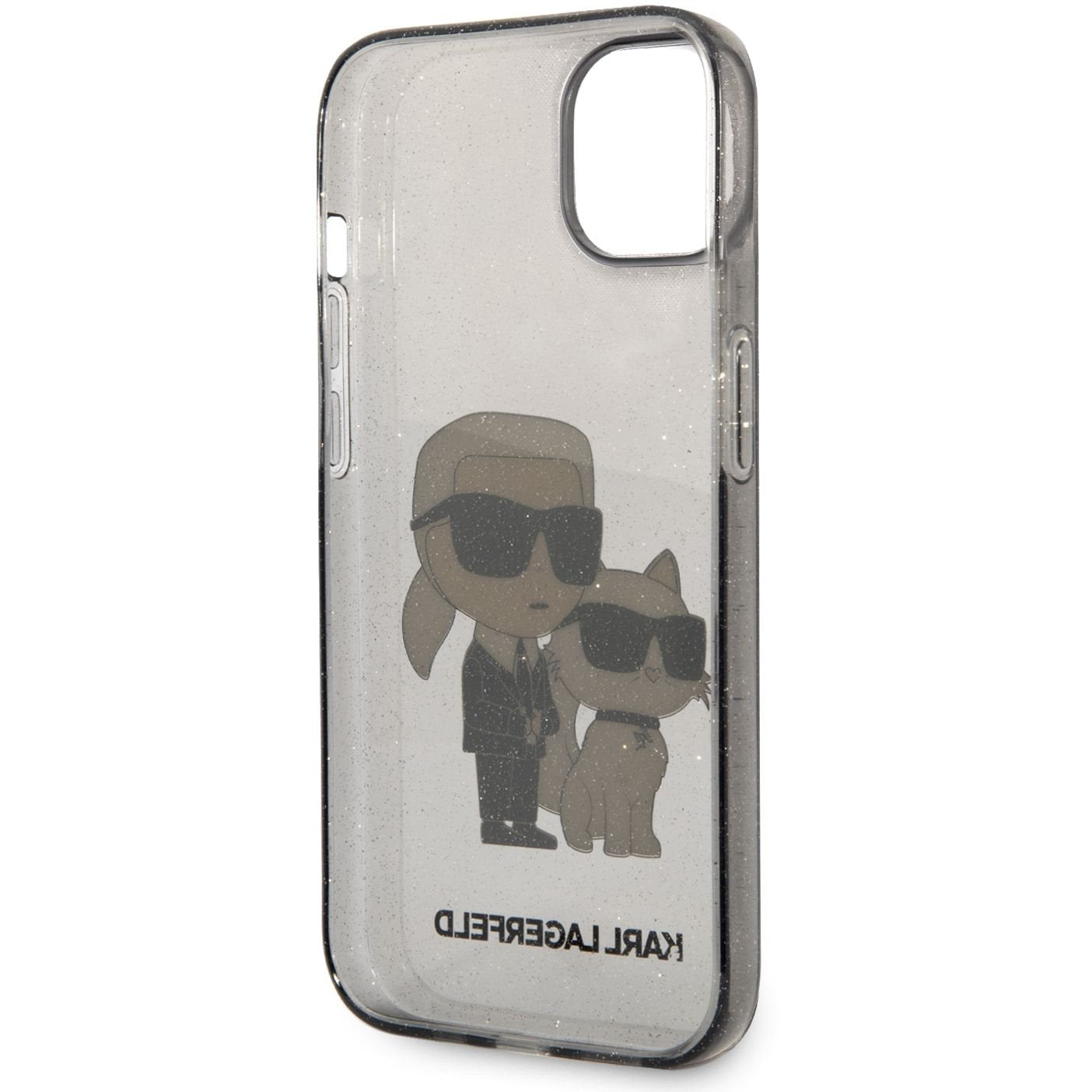 Hülle für Apple iPhone 14 Plus, Karl Lagerfeld, IML Glitter Karl and Choupette NFT, Schwarz