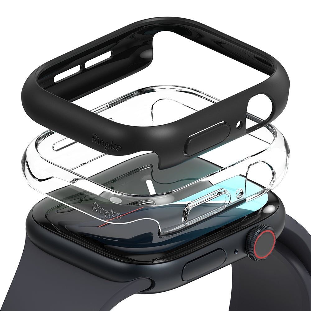 Ringke Slim Hülle für Apple Watch Series 10 / 11 46mm, 2er Set, Matt Schwarz / Transparent