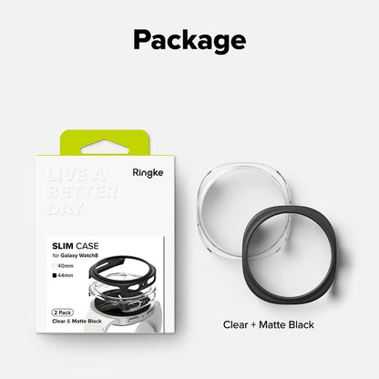 Ringke Slim Hülle für Samsung Galaxy Watch8 44mm, 2er Set, Matt Schwarz